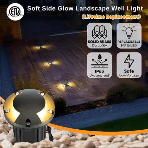 Miniatura 2 de Gardenreet - Luz de pozo en tierra - Latón 12V IP65 Iluminación de paisaje al aire libre, luz de torreta de bajo voltaje LED en grado, bronce