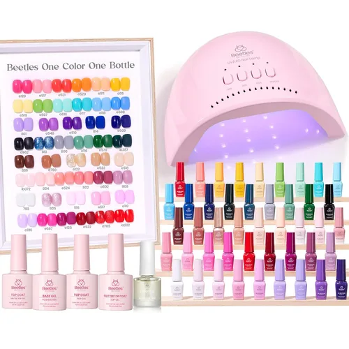 Miniatura 20 de Beetles Deal Box - Kit de esmalte de uñas de gel con luz UV – 32 colores esenciales de estudio, 68 piezas de esmalte de uñas con capa base libre