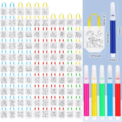 Miniatura 2 de Chunful 60 piezas de lindas bolsas de regalo para colorear para la fiesta de cumpleaños de niños, bolsas de colorear reutilizables para fiestas