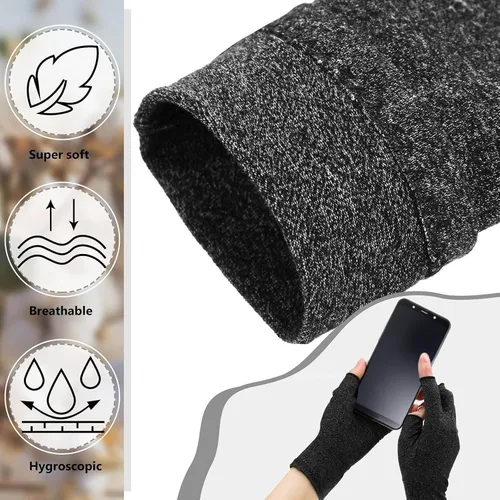Miniatura 2 de Geyoga 3 pares de guantes de compresión para manos y artritis sin dedos, alivio de presión articular, para acolchar, costura, escribir, tareas