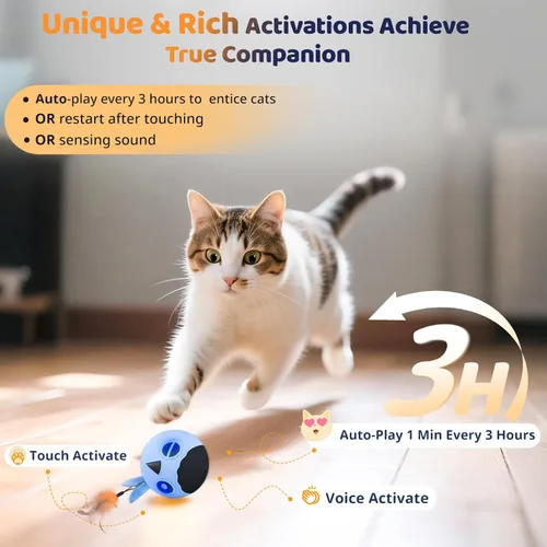 Miniatura 2 de ORSDA Juguetes para Gatos, Juguete Interactivo para Gatos de Interior, Pelota con Pájaro en Movimiento Automático para Gatos Adultos