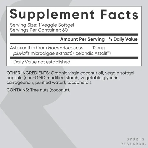 Miniatura 5 de Astaxanthin (0,0004 oz) con aceite de coco orgánico; sin gmo, verificado y vegano, potente antioxidante natural para ayudar a las articulaciones