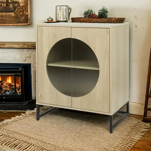 Gabinete con puertas de cristal, gabinete de baño de 26 pulgadas, gabinete de almacenamiento para cocina de pared con 2 puertas, aparador de buffet