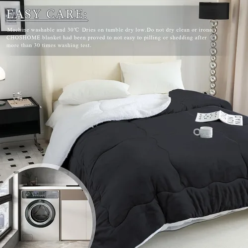 Miniatura 5 de CHOSHOME Manta de forro polar Sherpa - Manta gruesa y cálida para invierno, manta de felpa suave y mullida para cama, sofá y viajes