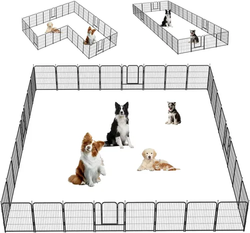 Miniatura 16 de Corralito para perros, 24/32/40 pulgadas de altura en resistente, valla plegable para interiores y exteriores, corralito portátil para mascotas