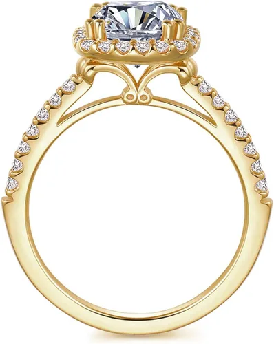 Miniatura 2 de HAFEEZ CENTER Engagement Rings for Women, Promise Rings for Women, Rings, Rings for Women, 2.5ct Cushion Cut Yellow Gold Plated Engagement Rings