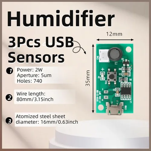 Miniatura 2 de 3 piezas Módulo Humidificador USB Módulo de Pulverización USB Placa de Circuito Módulo de Atomización Placa de Atomización de 5V Placa de Circuito