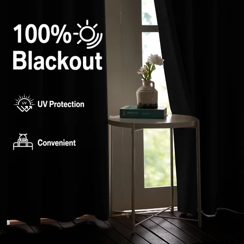 Miniatura 7 de RYB HOME Cortinas negras 100% opacas de 84 pulgadas de largo para dormitorio, sala de estar, cortinas de oscurecimiento de habitación para Negro