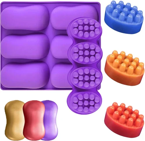 Moldes de silicona para jabón, diferentes cavidades con diferentes formas, perfecto para hacer jabón, pastel hecho a mano, chocolate, postres,