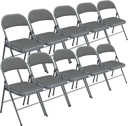 Miniatura 20 de Bonnlo Silla Plegable con Cómodo Cojín Acolchado y Respaldo, Sillas Plegables Portátiles para Exterior, Eventos de Oficina, Bodas, Cuero Pu, 4 Negras
