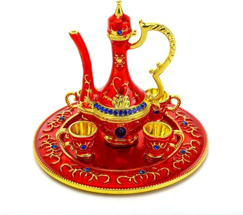 Miniatura 8 de YU FENG Mini tetera caja de baratijas con bisagras para niñas, soporte para anillo hecho a mano, plato decorado (tetera)
