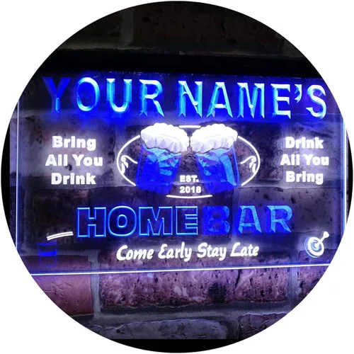 Miniatura 16 de Letrero luminoso Custom Home Bar Beer de neón; personalizado con nombre Blanco
