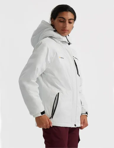 Miniatura 3 de GEMYSE Chaqueta impermeable de esquí de montaña para mujer, chaqueta de lluvia resistente al viento