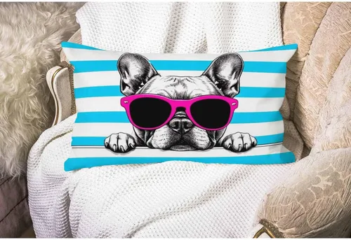 Miniatura 4 de Smooffly Funda de almohada decorativa para perro, bulldog francés con lentes de sol, funda de almohada lumbar moderna de granja, decoración