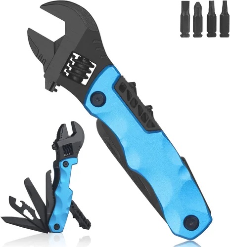 Miniatura 8 de Llave multiherramienta, llave ajustable con destornillador Phillips de cabeza plana, lima de uñas, abrelatas de botellas, depósito de Gris