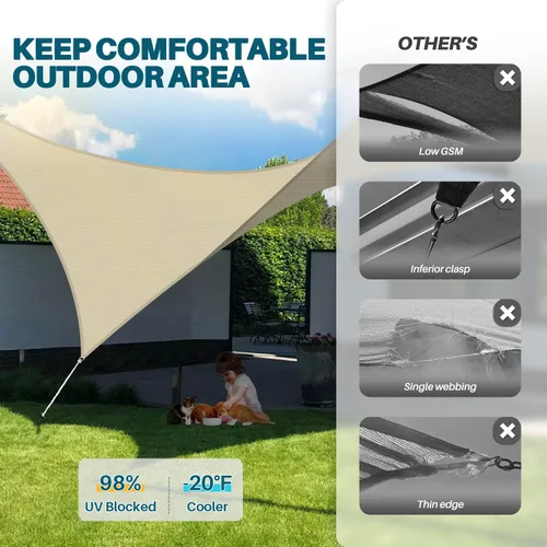 Miniatura 4 de COARBOR - Toldo parasol rectangular de 8 x 8 pies / 2.43 x 2.43 metros, para exteriores, resistente, color beige, para patio, jardín, terraza, playa