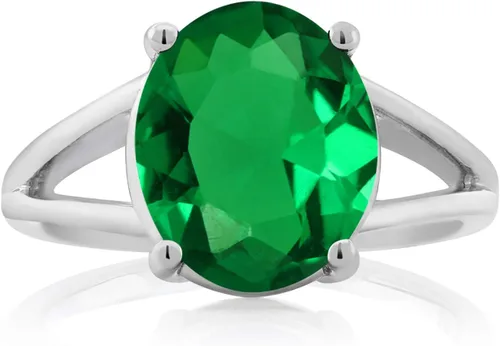 Miniatura 21 de Gem Stone King Anillo solitario con piedra preciosa de 3.00-7.00 quilates Plata de ley 925 Ovalado de 0.47 x 0.49 pulgadas Anillo