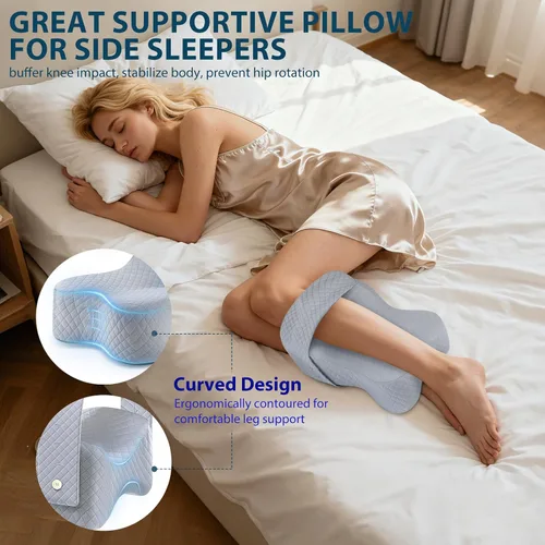 Miniatura 5 de Almohada de rodilla para dormir de lado con alivio del dolor de cadera, almohada de pierna para dormir de lado con correa ajustable, alivio