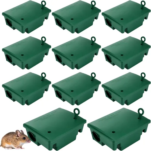 Qualirey 12 paquetes de estación de cebo para ratas al aire libre, trampas para roedores con llave, estación de cebo para ratones en interior, caja