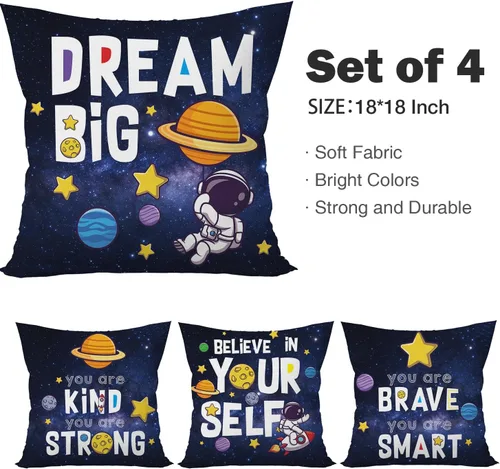 Miniatura 2 de Yuzi-n Fundas de almohada del espacio exterior con diseño de astronauta y planeta para decoración de habitación de niños, habitación de niños, sala