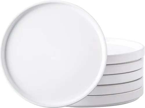 Miniatura 18 de AmorArc Juego de Platos de Aperitivo de Cerámica, Juego de 6, Platos de Gres Hechos a Mano de 21 cm para Postre, Ensalada, Aperitivo, Cena, Apto