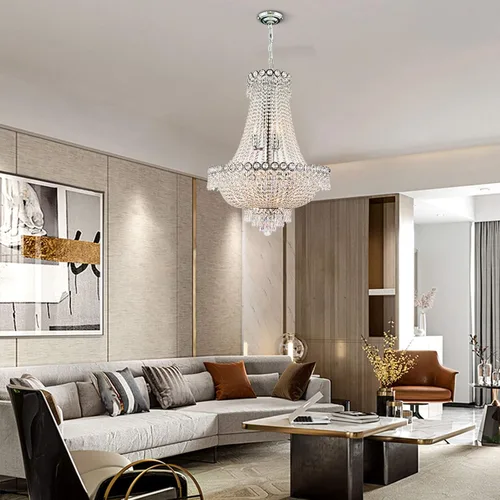 Miniatura 9 de TFCFL Candelabro de cristal de lujo moderno con 12 luces, acabado dorado, clásico imperio K9, lámpara de techo de cristal, montaje empotrado
