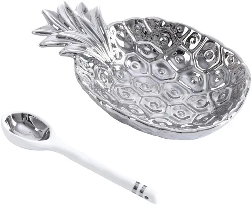 Miniatura 9 de Pampa Bay Get Gifty - Juego de Procelain de piña dorada - Plato y cuchara (manzana)