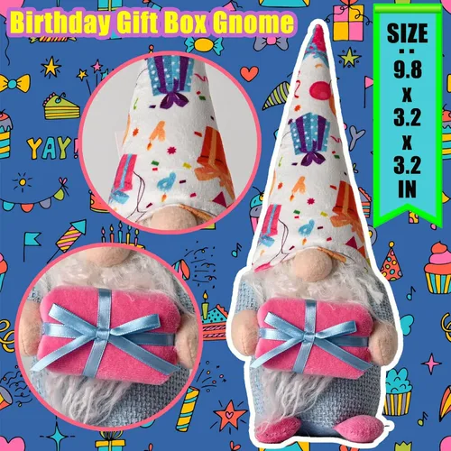 Miniatura 5 de unanscre Decoración de gnomos de cumpleaños de elfo de peluche, 4 muñecas suecas Tomte hechas a mano, lindos gnomos escandinavos para decoración