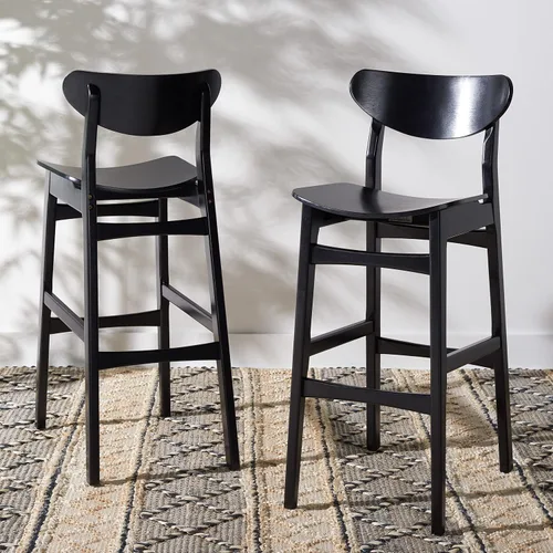 Miniatura 8 de SAFAVIEH Home Collection Thaxton Mid-Century Farmhouse - Juego de 2 taburetes de bar (30 pulgadas), color negro