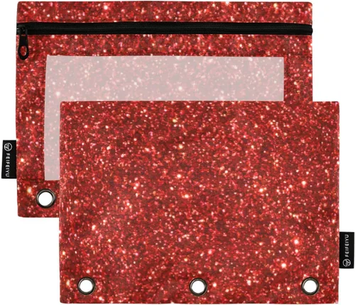 Miniatura 9 de SHJI Bolsas para carpetas, bolsa de lápices de mármol rosa y azul para carpeta de 3 anillas, paquete de 2 bolsas transparentes con cremallera