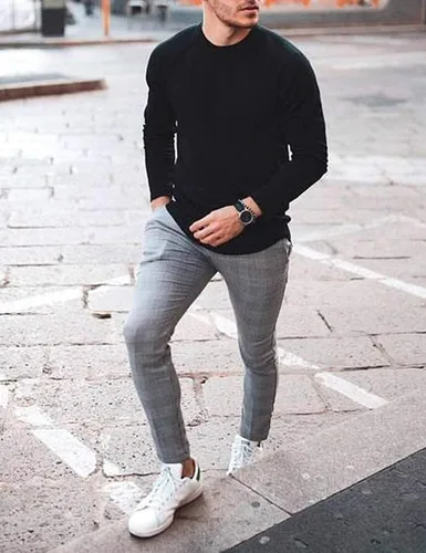 Miniatura 3 de COOFANDY Suéter de cuello redondo para hombre, ajuste delgado, ligero, suéter de punto para uso casual o elegante