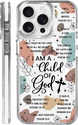 Miniatura 57 de Funda para iPhone 13/14 [compatible con Magsafe], funda magnética transparente de silicona a prueba de golpes con patrón de versículos de la Biblia