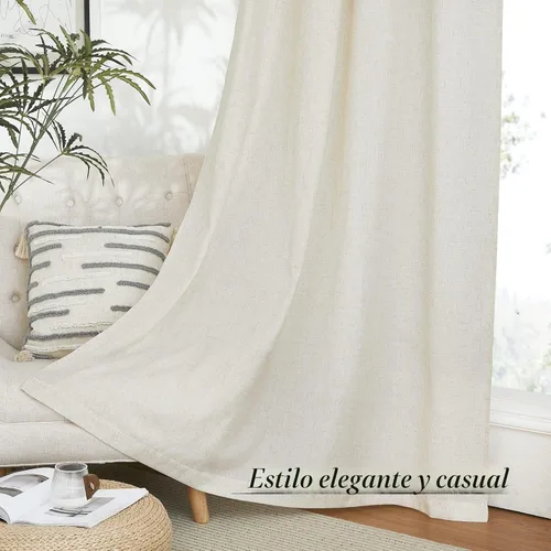 Miniatura 7 de NICETOWN Cortinas y cortinas de lino natural para ventanas de 84 pulgadas de largo, bolsillo para barra y pestaña trasera, lino grueso