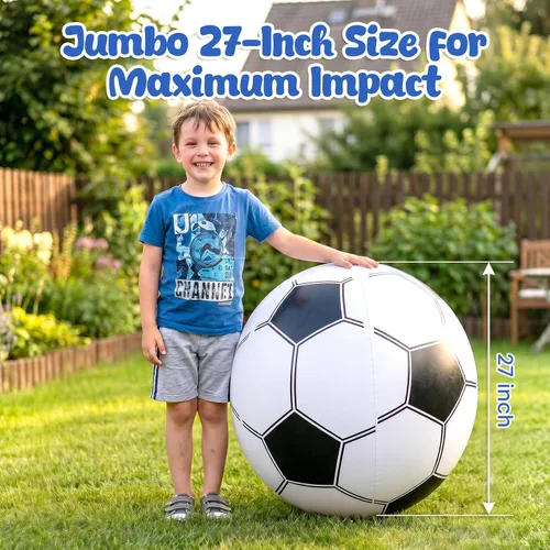 Miniatura 2 de AMOR PRESENT Balones de fútbol inflables, pelota de playa de 27 pulgadas para juguetes de playa y bolsas de regalos de fútbol, decoraciones
