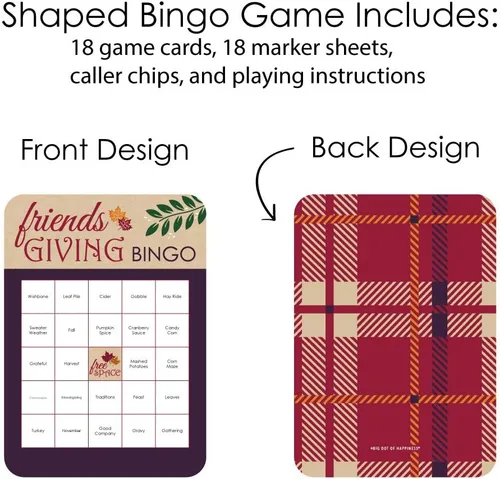 Miniatura 4 de Big Dot of Happiness Friends Thanksgiving Feast - Tarjetas de bingo y marcadores - Juego de bingo para fiesta de amigos - Juego de 18