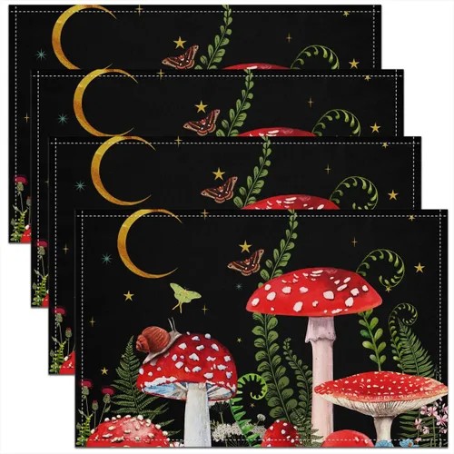 Miniatura 9 de Juego de 4 manteles individuales de 12 x 18 pulgadas para mesa de comedor, oso de ciervos y alce, impermeable, para decoración de fiestas, camuflaje