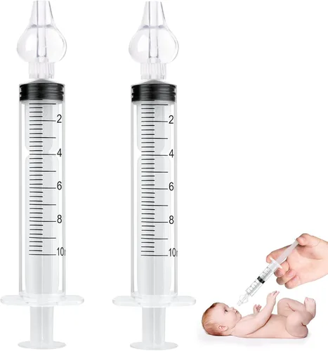 Vicloon Irrigador nasal para bebé, 2 jeringas nasales para bebé, irrigador nasal de jeringa con punta de succión nasal de silicona limpia y