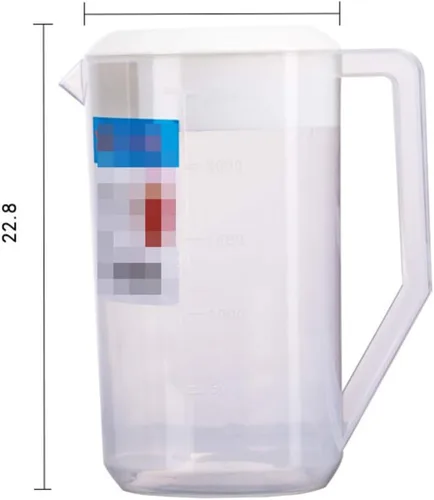 Miniatura 3 de Housoutil Hervidor de medición con escala de 2.5 L de plástico para bebidas con tapa, jarra de agua fría para jugo, té helado, leche, cerveza