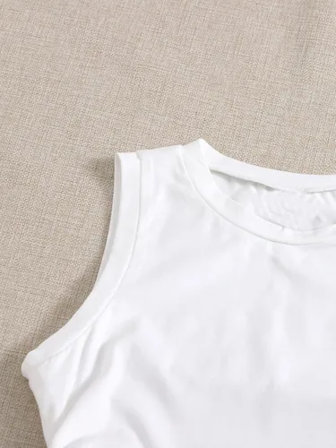 Miniatura 3 de Floerns Camiseta sin mangas con cordón lateral fruncido y cuello redondo para mujer