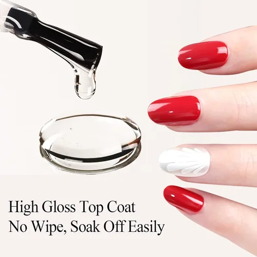 Miniatura 2 de Esmalte de uñas de gel transparente que no se limpia – Esmalte de uñas de gel transparente de alto brillo, larga duración y resistente al astillado