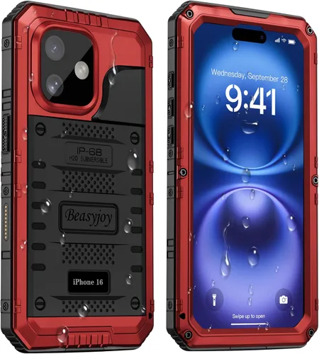 Miniatura 26 de Beasyjoy Funda impermeable para iPhone 12 Pro Max, cubierta protectora de cuerpo completo con protector de pantalla incorporado, resistente a Negro