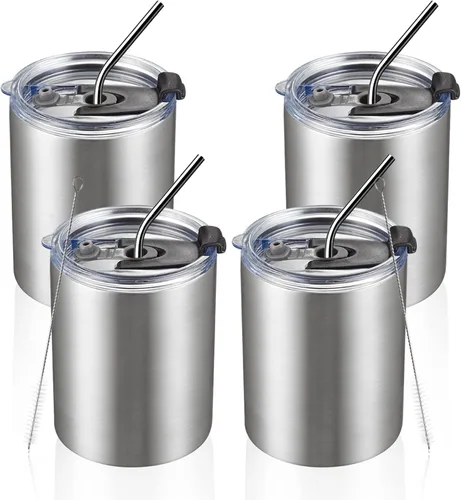 Miniatura 19 de MEWAY Paquete de 8 tazas reutilizables aisladas de acero inoxidable de 12 onzas, taza de café duradera de doble pared, capa en polvo, para café