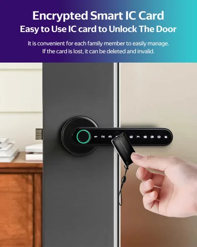 Miniatura 2 de TTLock Smart Lock Cerradura de puerta de huellas dactilares, cerradura inteligente 5-1 cerradura de puerta de entrada sin llave con lector