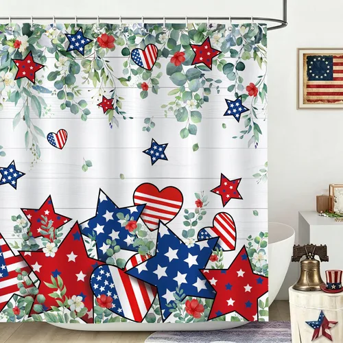Miniatura 11 de Juego de cortinas de ducha navideñas con acebo, cortinas de ducha impermeables de Navidad, cortinas de baño de tela con 12 ganchos para decoración