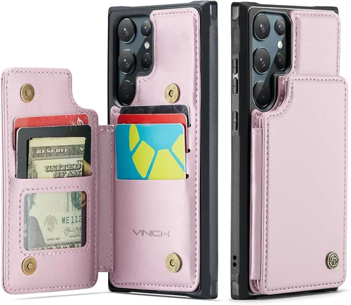 Miniatura 13 de Vinich Funda tipo cartera para Samsung Galaxy S22 Ultra con tarjetero y ranuras de crédito con bloqueo RFID, función atril, a prueba de golpes