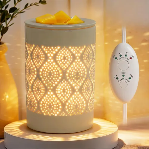 Miniatura 6 de Bobolyn Calentador eléctrico de cera de cerámica, calentador de velas, lámpara de cera derretida, calentador de fragancias, regalo ideal para bodas