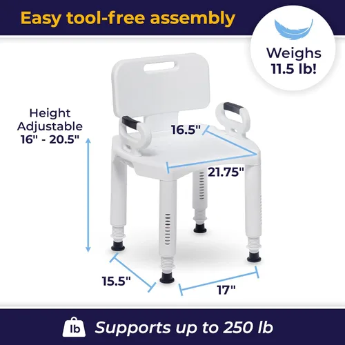 Miniatura 11 de Silla de ducha Drive Medical de serie Premium con respaldo y brazos