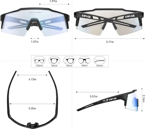 Miniatura 7 de KAPVOE Gafas de ciclismo fotocromáticas MTB Gafas de sol transparentes para bicicleta de montaña, gafas de transición, deportes de béisbol y correr
