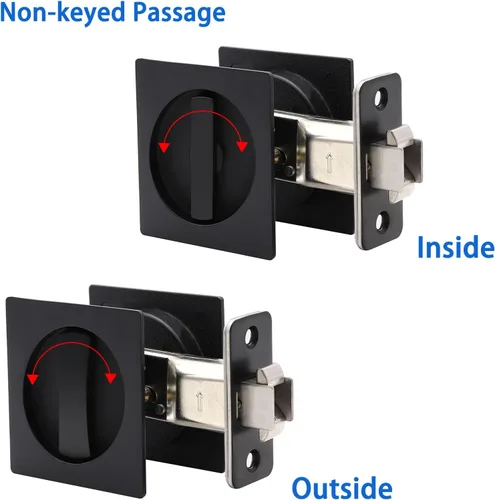 Miniatura 4 de Dontay Pestillos de paso de puerta de bolsillo sin bloqueo, palanca grande, rotación de doble cara, pestillo de privacidad (cama/baño), enrasado