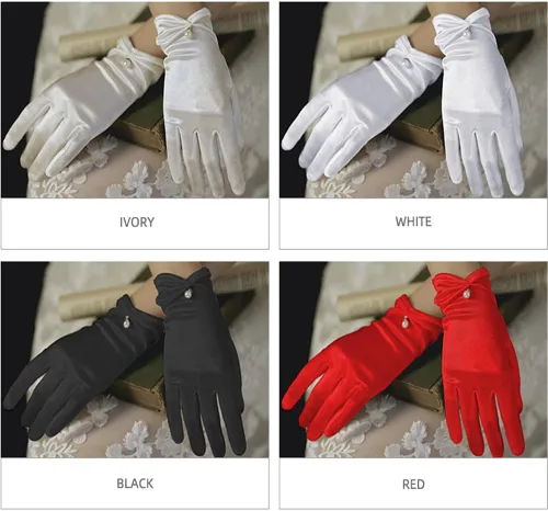 Miniatura 4 de Gionforsy Guantes de encaje floral para novia, elegantes guantes cortos de encaje, guantes de encaje de muñeca para boda, ópera, cena y fiesta